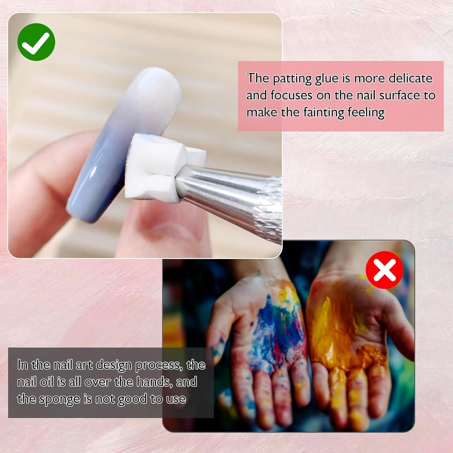 200 pièces Nail Art Schwamm Mit Metallgreifer,Nagelkunst Rendering Werkzeuge Mit Greifer,Éponge Nagel Pinsel,Nageldesign Zubehör Für Nail Art Rendering