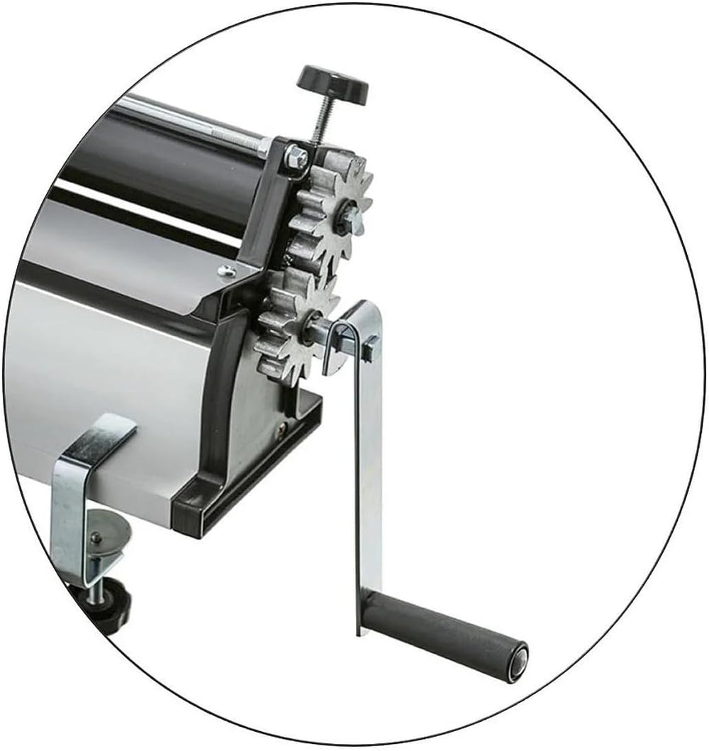 DKN Machine à rouler la pâte à pizza à manivelle Plateau de pâte pour machine à pâtes de 48,8 cm avec rouleaux antiadhésifs et contrôle de l'épaisseur - Construction en acier massif et en aluminium