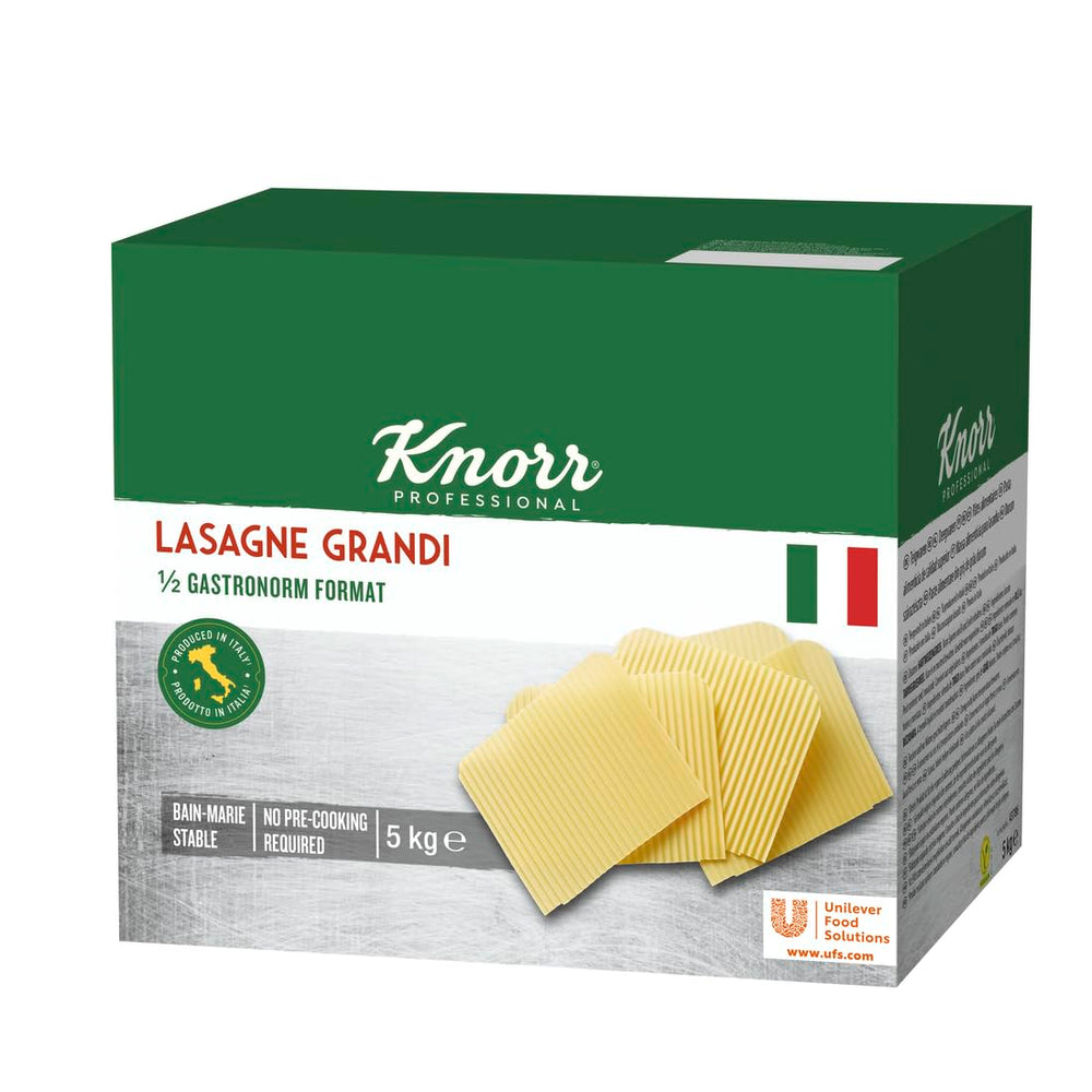Lasagne Grandi Knorr 1/2 format Gastronorm - feuilles de pâte ondulées pour pâtes - grand paquet, 5000 g