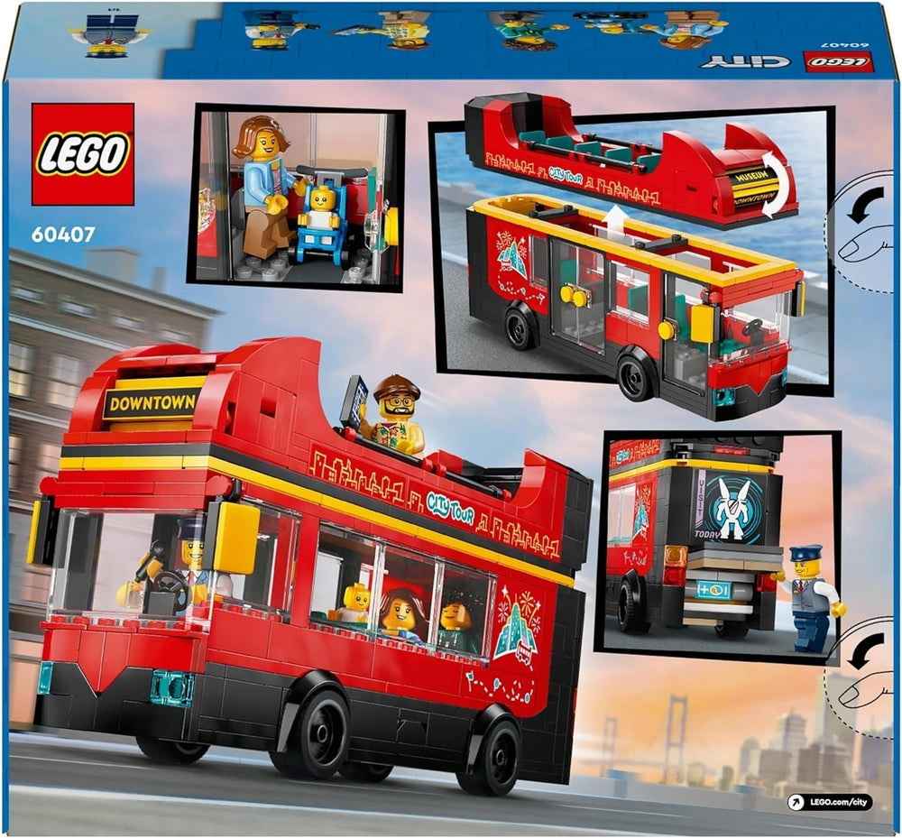 Bus à impériale LEGO City, bus jouet à deux étages, ensemble de véhicules pour filles et garçons à partir de 7 ans, contient 5 figurines, dont un bébé dans un landau 60407 Jeux de construction Besuche den LEGO-Store