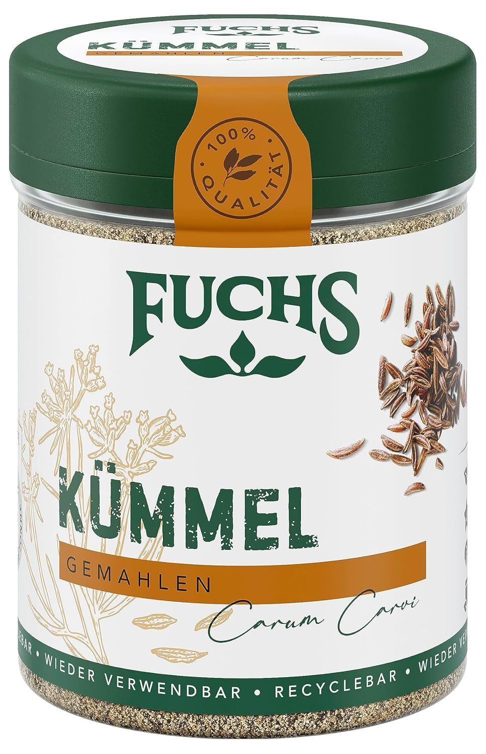 Fuchs Gewürze - Kümmel gemahlen - klassisches Gewürze für daftige Gerichte wie Chili con Carne - ingrédients naturels - 55 g en dose variable, recyclable