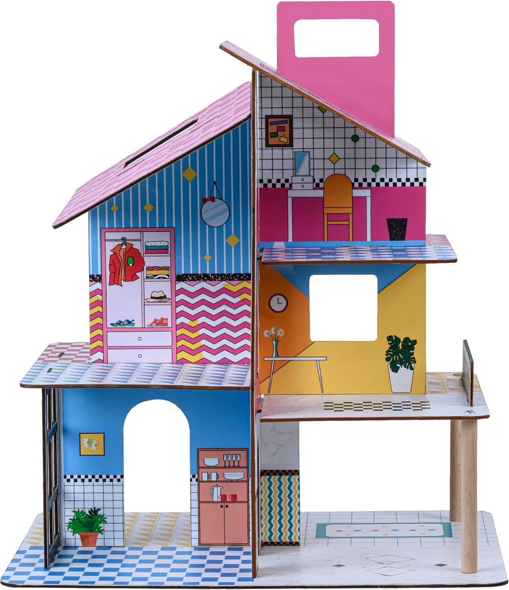 Olivia'S Little World 360 Maison de poupée en bois pour enfants Poupées 3,5" et 12 accessoires Multicolore TD-13260C Maisons de poupées Naty Shop