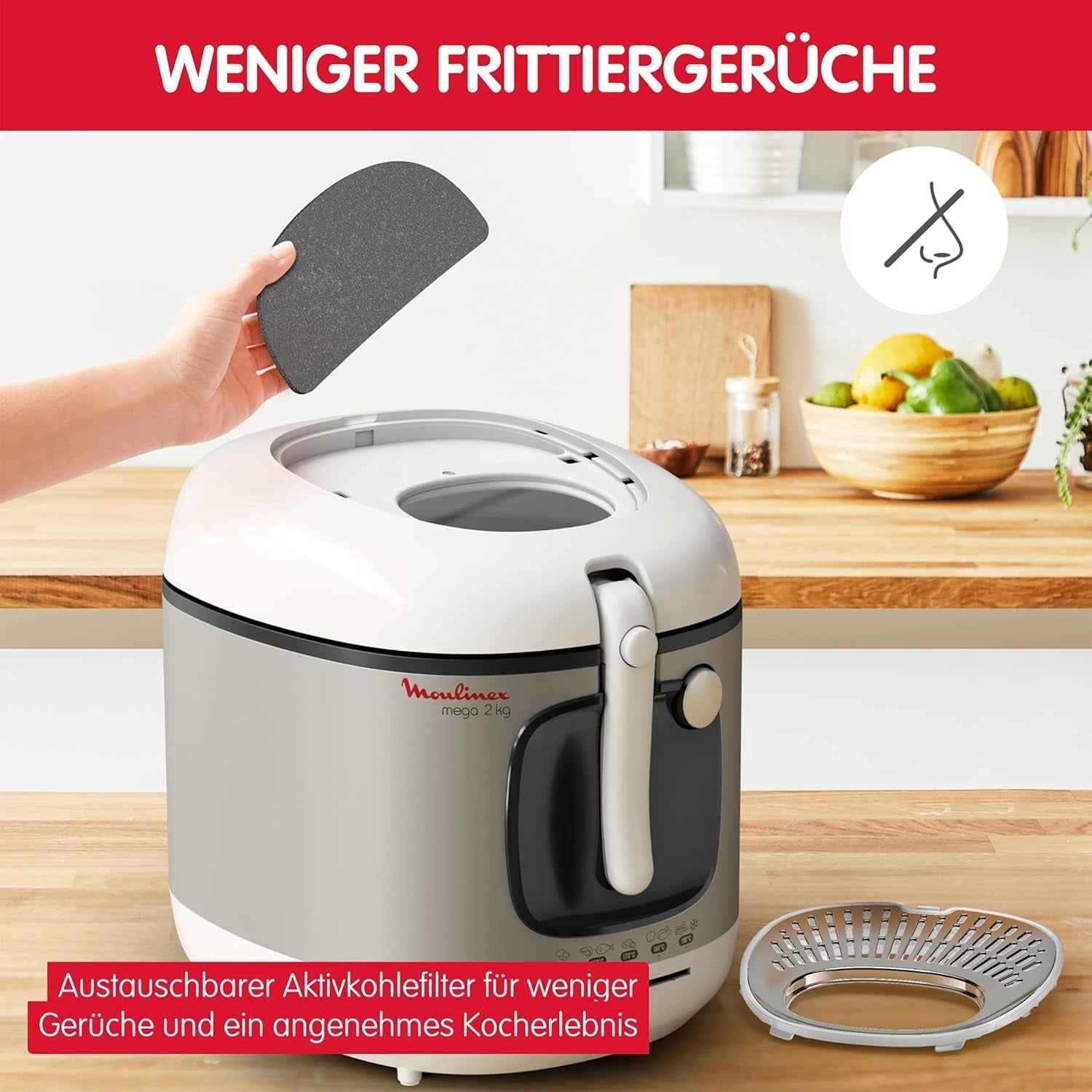 Friteuse AM4800 Mega 2Kg, friteuse à huile, filtre anti-odeur, 1800 W, électroménager Naty Shop