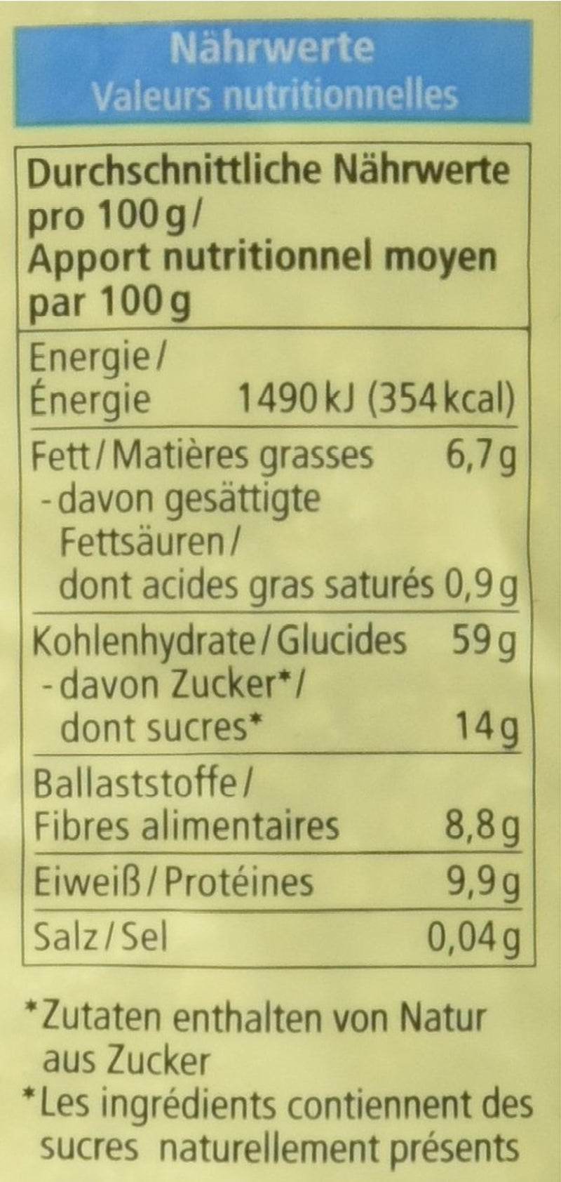Musli Bircher organic, vegan (1 x 500 g)