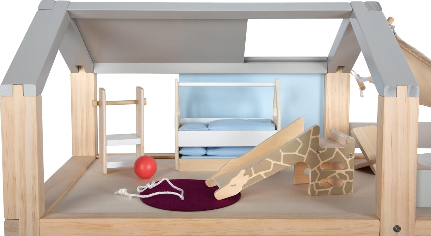 Maison de poupée en bois de couleur naturelle Small Foot - 3 étages avec toit-terrasse et ensemble de meubles de 51 pièces encourage le jeu créatif, convient aux enfants de 3 ans et plus 12541 Naty Shop Maisons de poupées