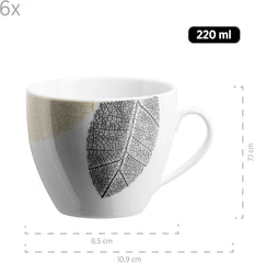 MÄSER 931215 Service de table joliment décoré pour 6 personnes, service combiné 30 pièces, avec formes sans cadre, porcelaine, blanc