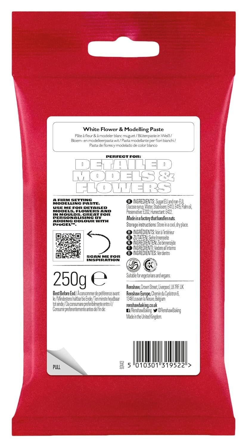 Flower & Modeling Paste Blanc 250g - Pâte à modeler, parfaite pour les fleurs, les fleurs, les figurines, etc., pâte à sucre comestible - 250g Naty Shop Sugarpaste