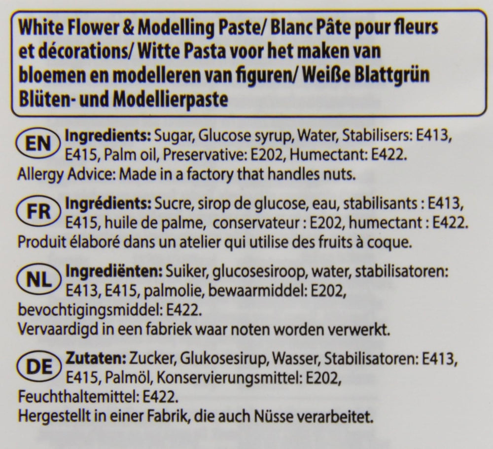 Flower & Modeling Paste Blanc 250g - Pâte à modeler, parfaite pour les fleurs, les fleurs, les figurines, etc., pâte à sucre comestible - 250g Naty Shop Sugarpaste
