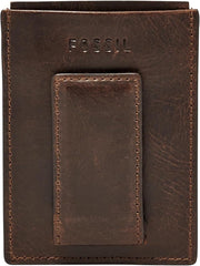 Fossil Men's Derrick Leather RFID Blocking Magnetic Card Case Walletderrick Wallet Portefeuille pour hommes Naty Shop