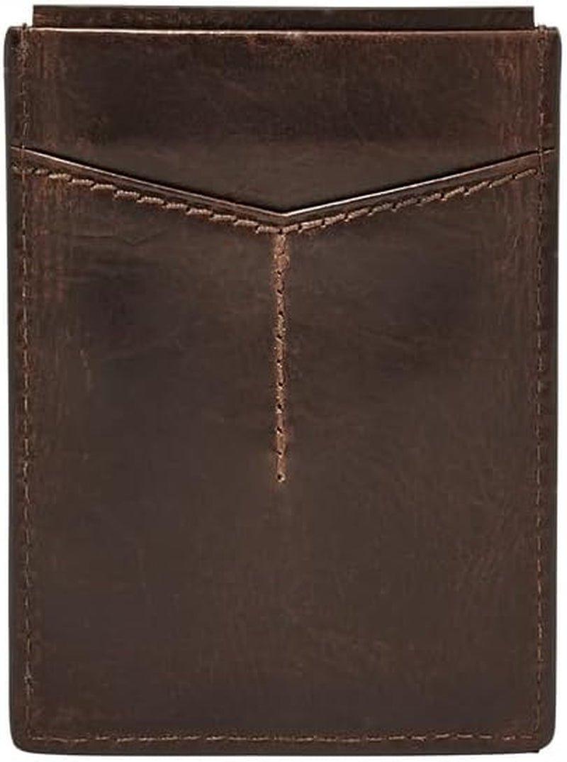 Fossil Men's Derrick Leather RFID Blocking Magnetic Card Case Walletderrick Wallet Portefeuille pour hommes Naty Shop