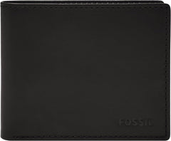 Fossil Hommes Derrick Bifold Cuir RFID Blocage Flip ID Fenêtre Portefeuille Hommes Naty Shop Noir