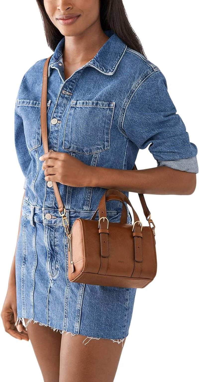 Fossil Women's Carlie Leather Mini Satchel Purse Sac à main pour femme Sacs Femme Naty Shop