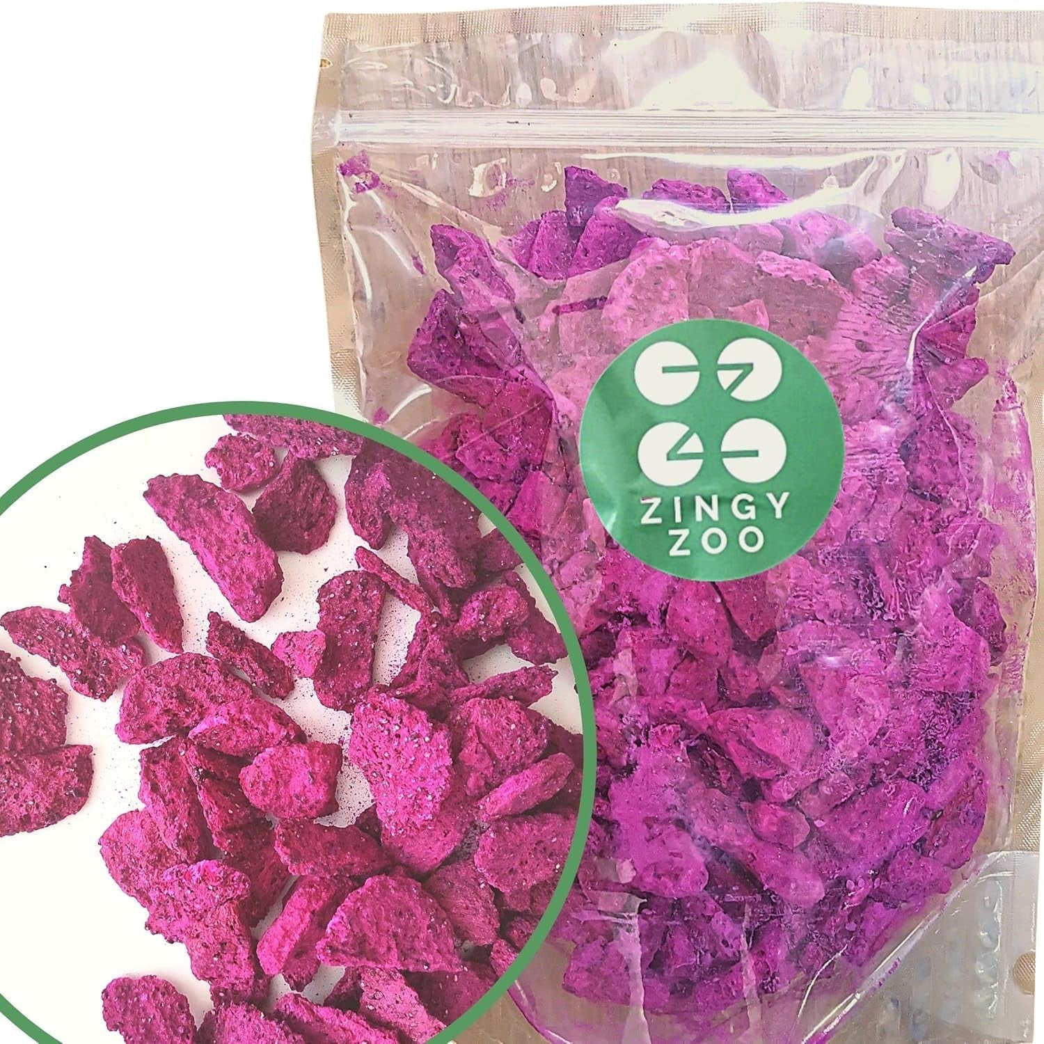 Fruit du dragon séché lyophilisé | Pitaya rose naturellement séchée végétalienne | Convient pour faire de la poudre de fruit du dragon Pitahaya Smoothie Bowl | Fruit du dragon séché lyophilisé | ZingyZoo (100g) Naty Shop produits déshydratés 300G
