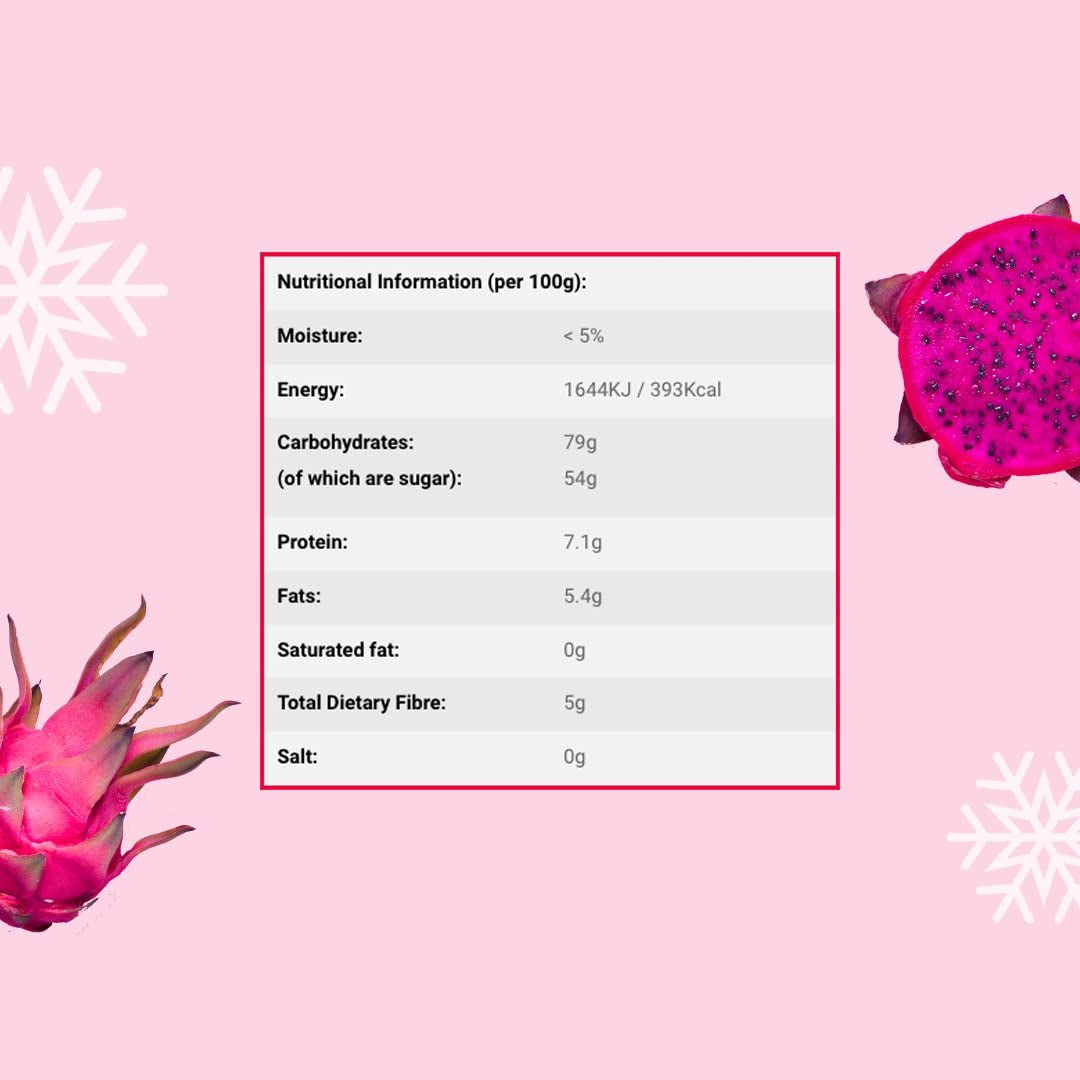 Fruit du dragon lyophilisé 50g - Fruit du dragon lyophilisé - Fruits secs lyophilisés - Fruit du dragon séché tranché pour pâtisserie, décoration, snacks, muesli, desserts Produits déshydratés Ma boutique