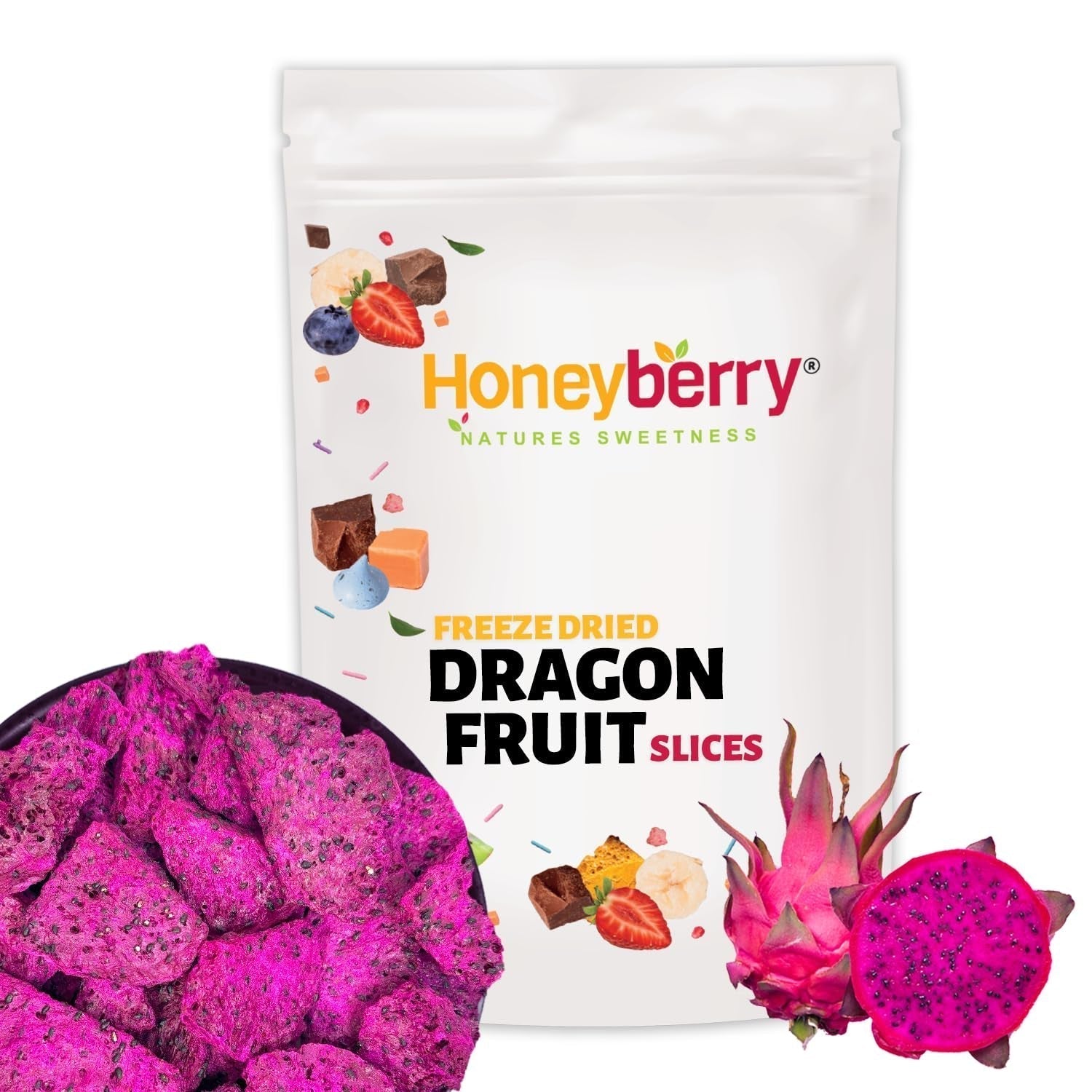 Fruit du dragon lyophilisé 50g - Fruit du dragon lyophilisé - Fruits secs lyophilisés - Fruit du dragon séché tranché pour pâtisserie, décoration, snacks, muesli, desserts Produits déshydratés Ma boutique 50G