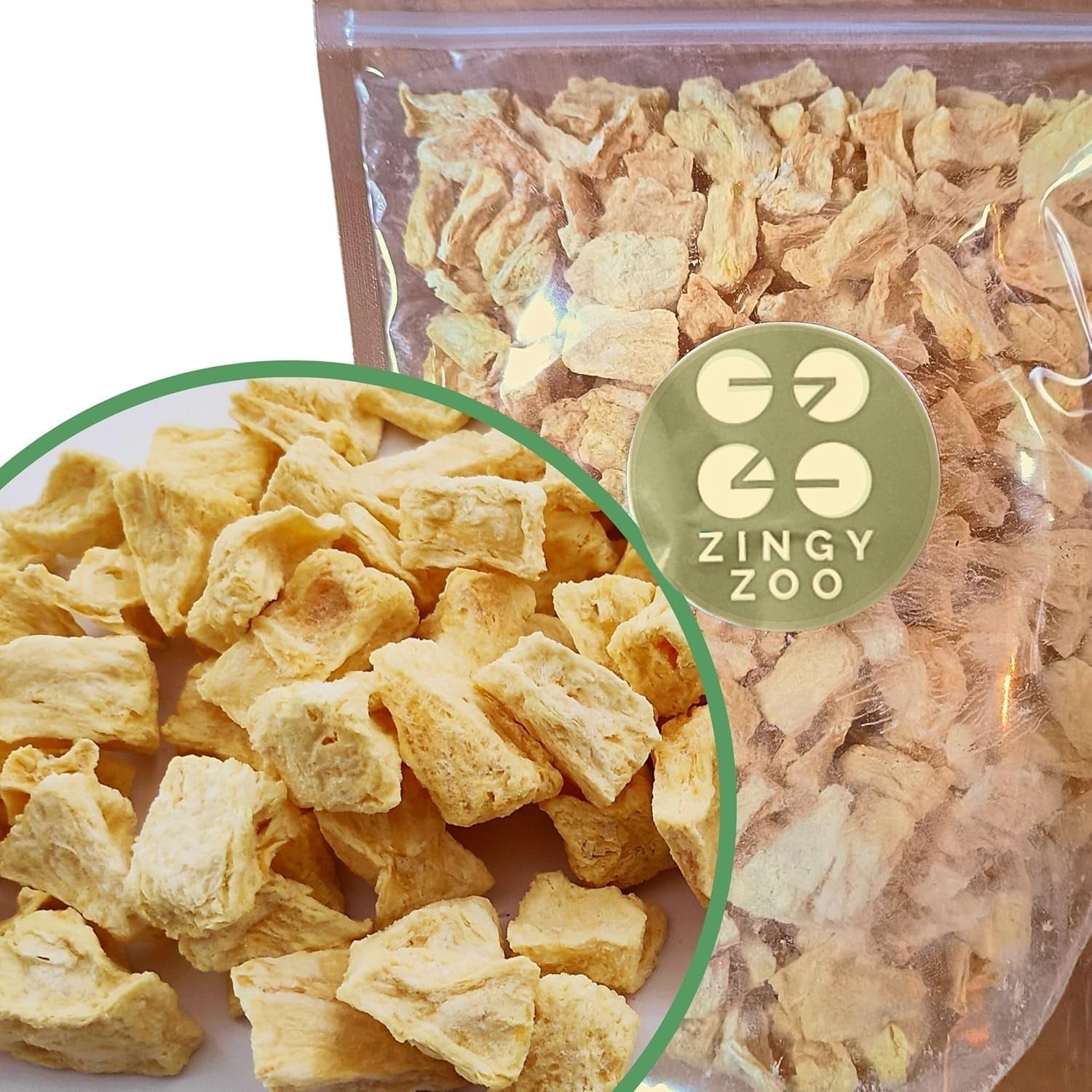 Fructe liofilizate | Ananas 100% pur Fructe liofilizate Ananas liofilizat | Fructe liofilizate fără zahăr adăugat | Ananas liofilizat crocant - aromat - delicios ZingyZoo Produse deshidratate Naty Shop 300G