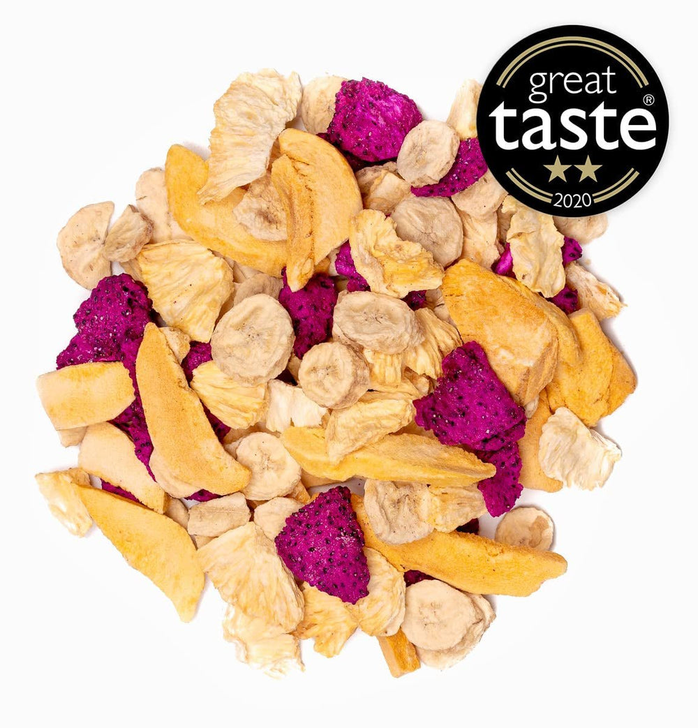 Fruits lyophilisés BRIX | Mélange naturel et sec de fruits tropicaux 80 g | Grand Prix du Goût pour les Fruits Secs | Sans OGM, sans gluten, végétalien, les vitamines sont préservées Produits déshydratés Naty Shop
