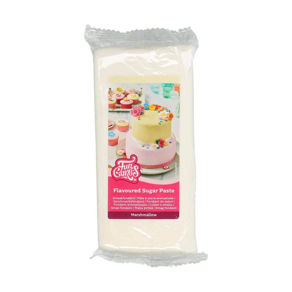 Fondant FunCakes au goût de citron : Goût délicieux, texture onctueuse, facile à étaler, fondant roulé, parfait pour les gâteaux, cupcakes et biscuits. Halal, casher et sans gluten. 250 g (lot de 3) de pâte à sucre Naty Shop 1 kg de Guimauve Blanche