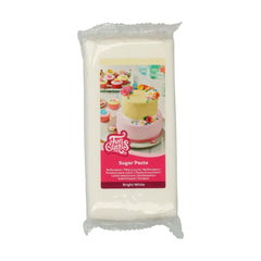 Fondant laminé blanc brillant FunCakes : facile à utiliser, lisse, flexible, doux et malléable, parfait pour la décoration de gâteaux, halal, casher et sans gluten. 1 kg Pâte à sucre Naty Shop Blanc brillant 1 kg