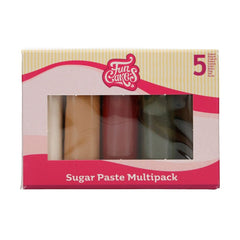 FunCakes Fondant Multipack Facile à utiliser, lisse, flexible, doux et malléable, parfait pour la décoration de gâteaux, halal, casher et sans gluten. 5 couleurs, 5 x 100 g, Naty Shop Default Title Palette de pâte à sucre pétillante
