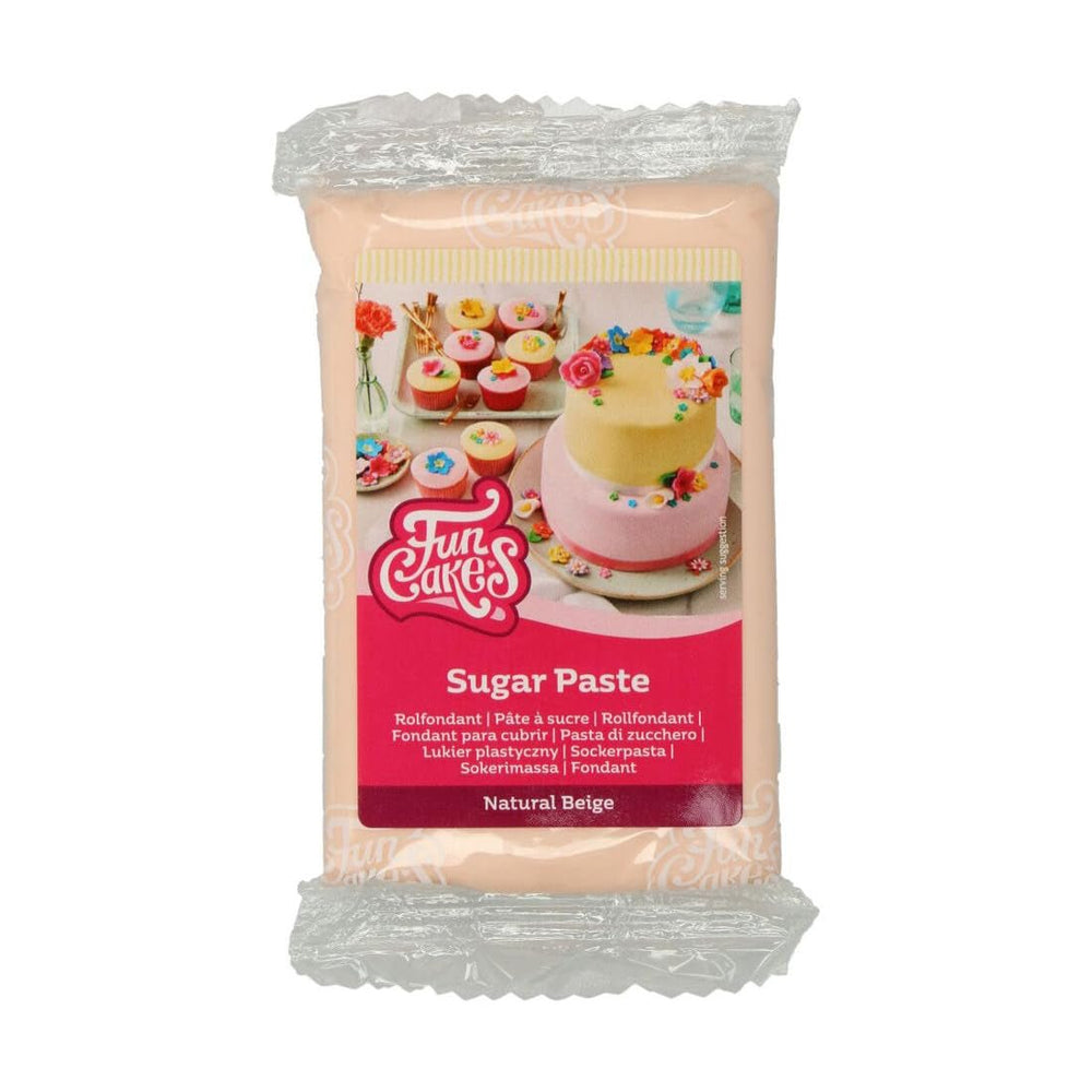 Fondant roulé beige naturel FunCakes : facile à utiliser, lisse, flexible, doux et pliable, parfait pour décorer des gâteaux, halal, casher et sans gluten, 250 g de pâte à sucre Naty Shop Titre par défaut