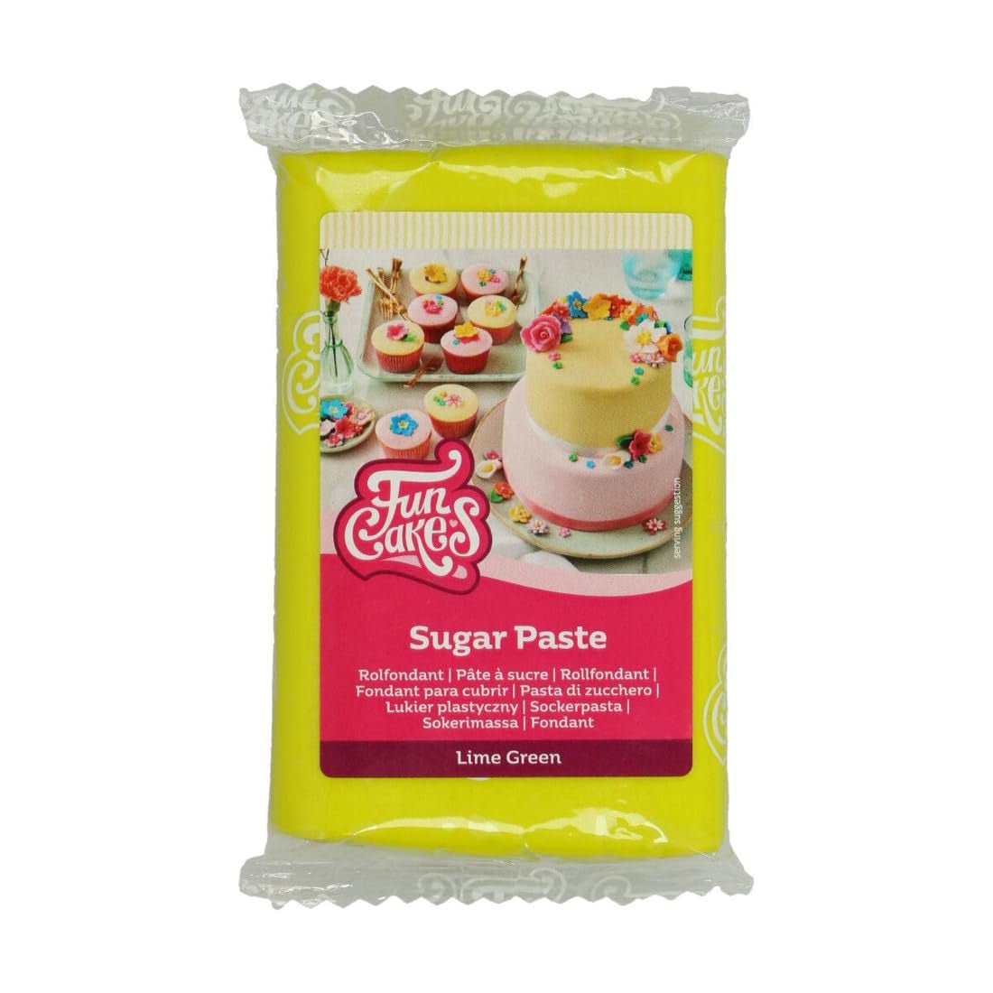 Fondant roulé vert citron FunCakes : Facile à utiliser, lisse, souple, souple et malléable, parfait pour la décoration de gâteaux, halal, casher et sans gluten, 250g Pâte à sucre Naty Shop Default Title