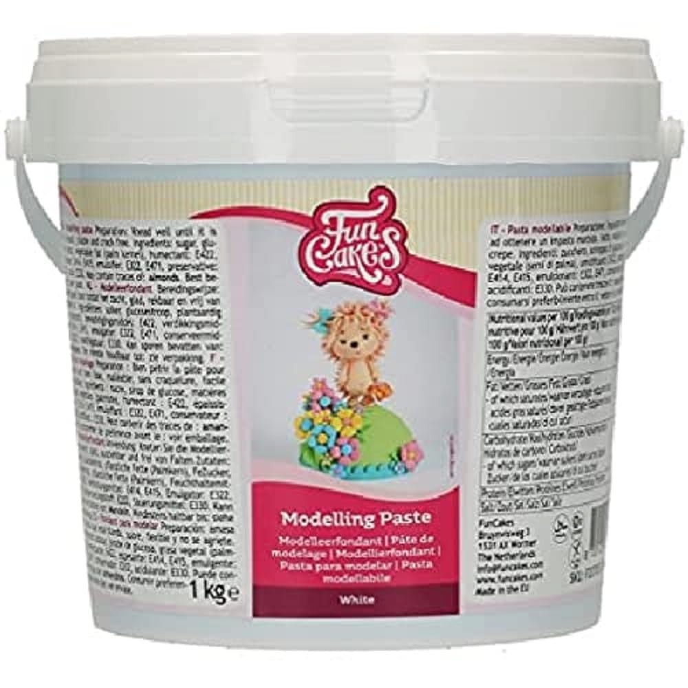 Pâte à Modeler FunCakes Blanche : Parfaite pour modeler des figurines, des dessus de gâteaux et des volants. Fort, lisse et souple. Halal, casher et sans gluten. 1 kg. Naty Shop pâte à sucre 1000 grammes
