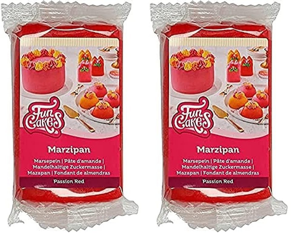 Pâte à Sucre Amande FunCakes (Massepain Hollandais) Rouge Passion : facile à utiliser et onctueuse, parfaite pour décorer les gâteaux, halal, casher et sans gluten. 250 g. (pack de 2) Pâte à sucre Naty Shop 250 G (pack de 2)