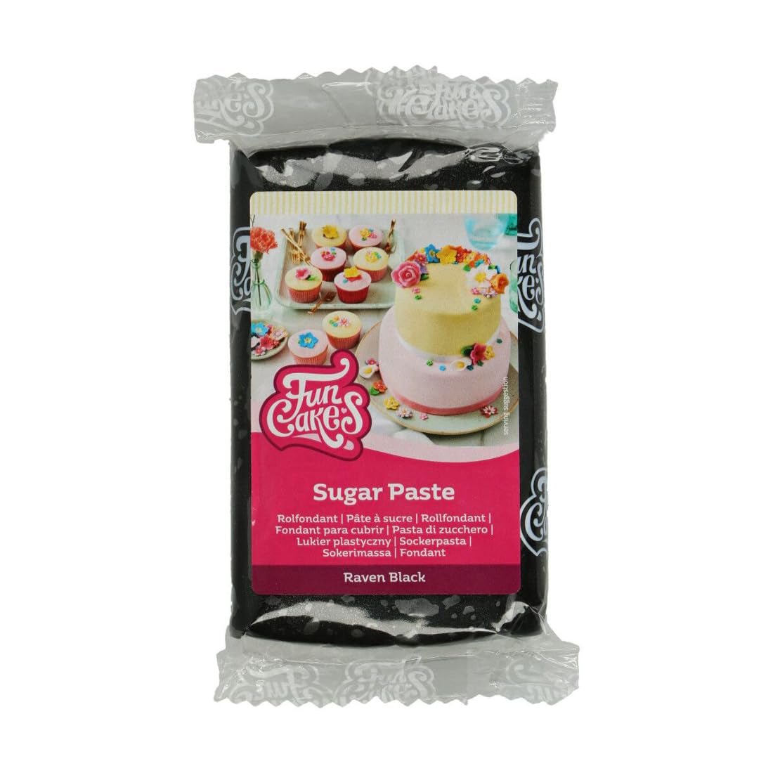 Fondant Noir Roulé Raven FunCakes : Facile à Utiliser, Lisse, Flexible, Doux et Flexible, Parfait pour Décorer des Gâteaux, Halal, Casher et Sans Gluten, 250g Pâte à Sucre Naty Shop Titre par Défaut
