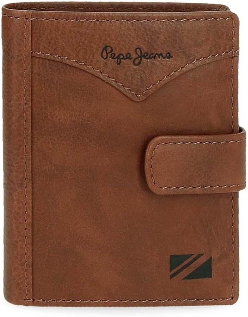 Pepe Jeans Jacket Portefeuille vertical avec fermeture à clic, taille unique, portefeuille pour homme Naty Shop marron