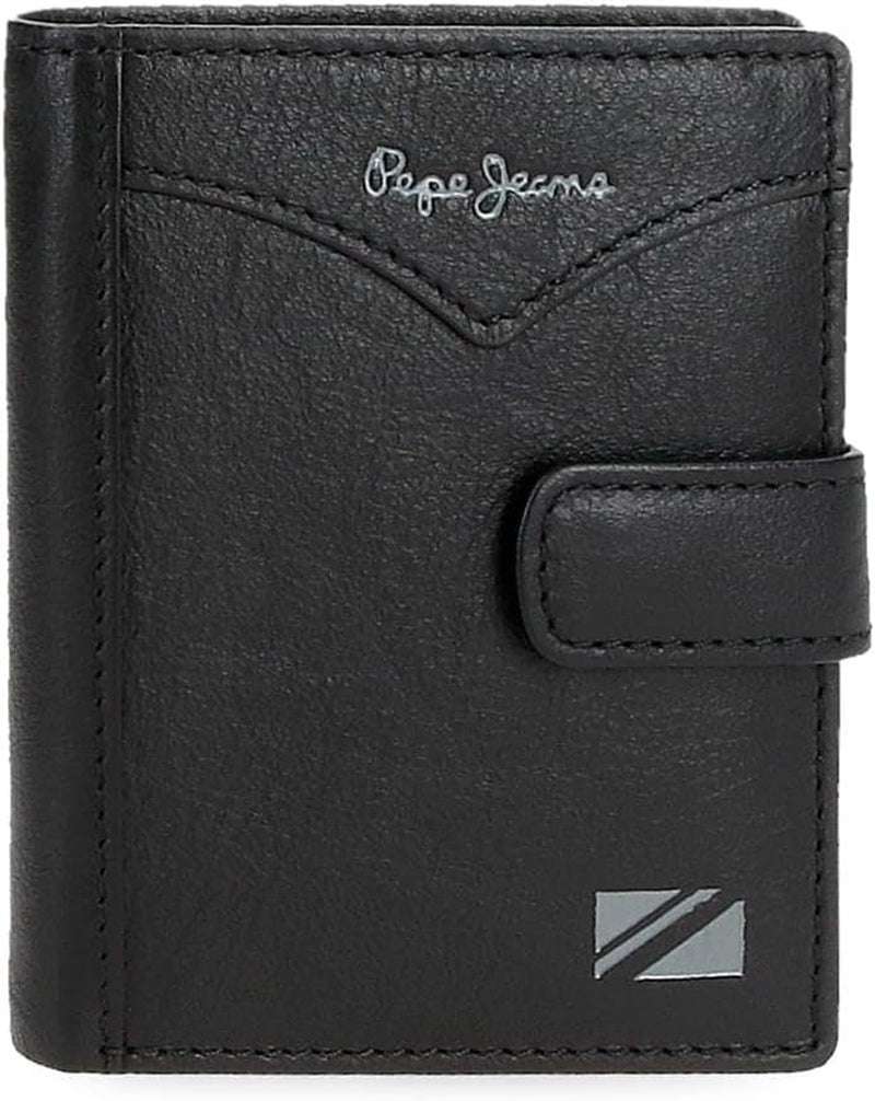 Pepe Jeans Jacket Portefeuille vertical avec fermeture à clic, taille unique, portefeuille pour homme Naty Shop noir