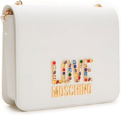 Love Moschino Sac à bandoulière pour femme, Sac à bandoulière blanc, Blanc Naty Shop Sacs pour femme