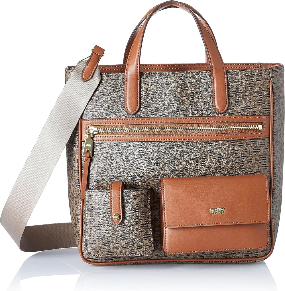 DKNY Zyon Messenger Tote Bag, Moka/Caramel, Taille Unique Sacs Femme Naty Shop Default Title