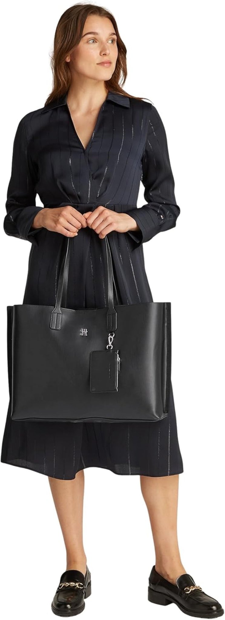 Tommy Hilfiger Distinct Sac fourre-tout zippé pour femme, Noir (Noir), Taille complète Naty Shop Sacs femme