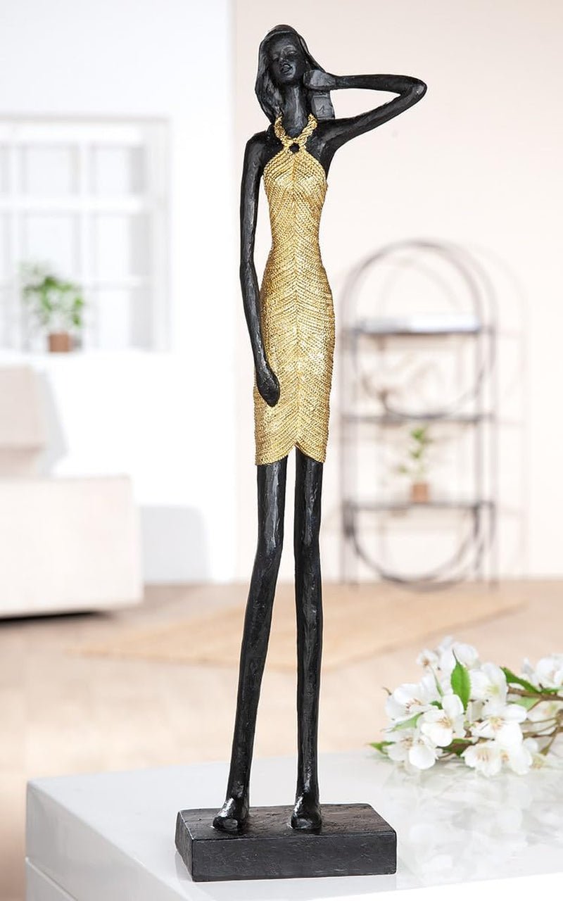 GILDE Décoration Figurine Couple Coeur Ballon - Amoureux sur banc avec ballon coeur décoration cadeau mariage - Coloris : Blanc Bronze Gris - Hauteur 24,5 cm Statuettes et sculptures Naty Shop Or Hauteur 45 cm