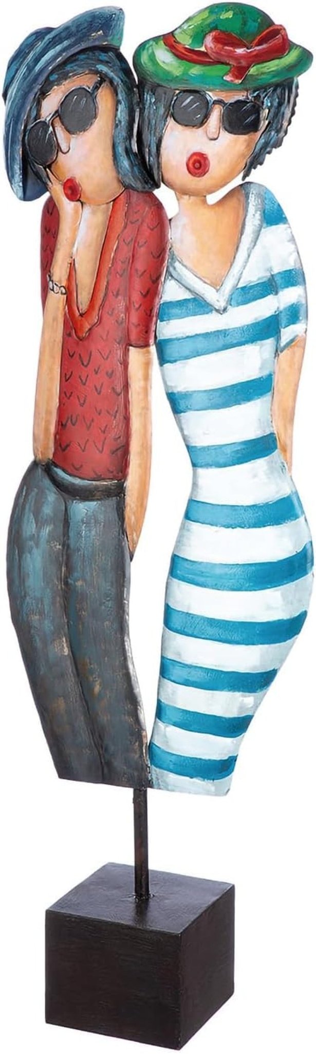 GILDE Décoration Figurine Couple Coeur Ballon - Amoureux sur banc avec ballon coeur décoration cadeau mariage - Coloris : Blanc Bronze Gris - Hauteur 24,5 cm Statuettes et sculptures Naty Shop Coloré Hauteur 83 cm