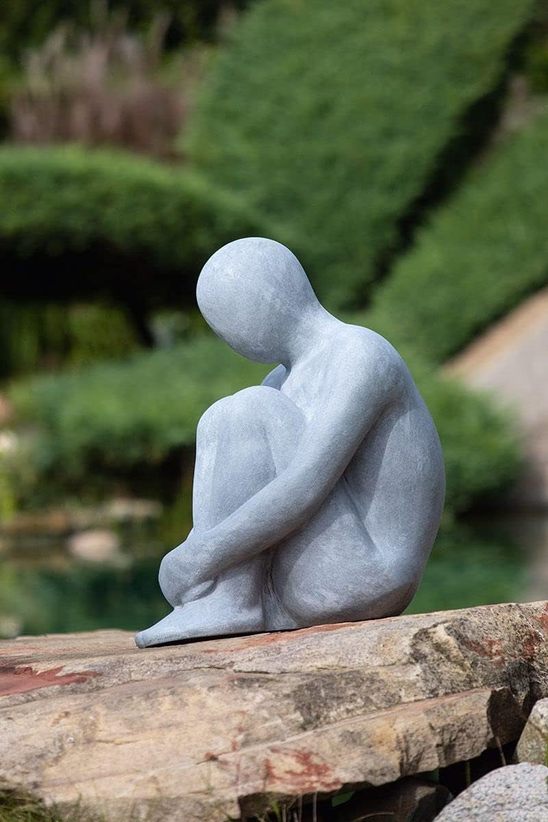 GILDE Décoration Figurine Couple Coeur Ballon - Amoureux sur banc avec coeur ballon décoration cadeau mariage - Coloris : Blanc Bronze Gris - Hauteur 24,5 cm Statuettes et sculptures Naty Shop Gris Hauteur 73 cm