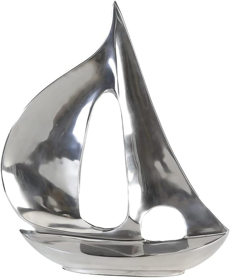 GILDE - Sculpture bateau en aluminium - brillant - Déco salle de bain - H. 35 cm Statuettes et sculptures Naty Shop Coloris Argent Hauteur 35 cm