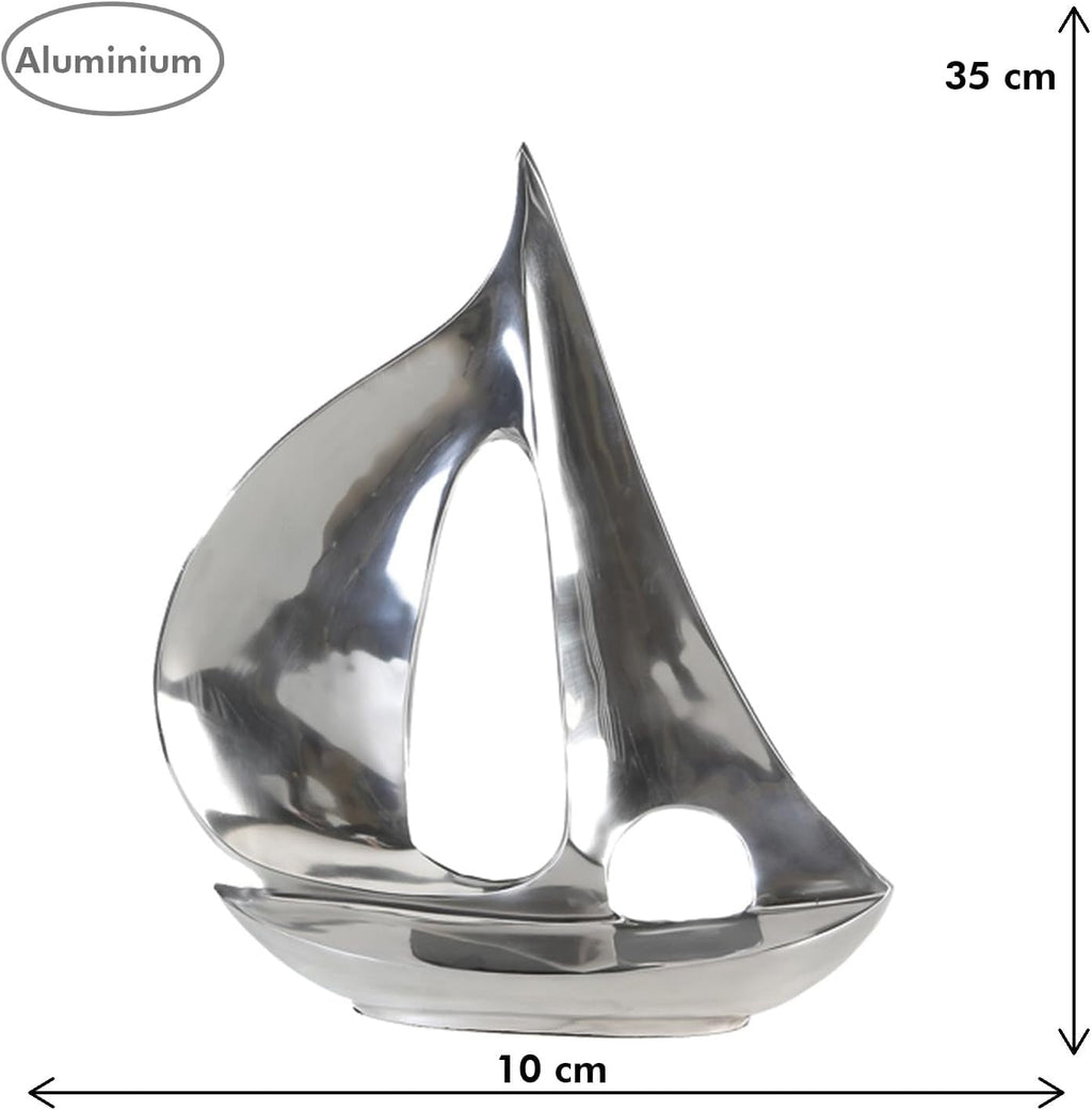 GILDE - Sculptură barcă din aluminiu - lucioasă - Decor baie - H. 35 cm Statuete si sculpturi Naty Shop
