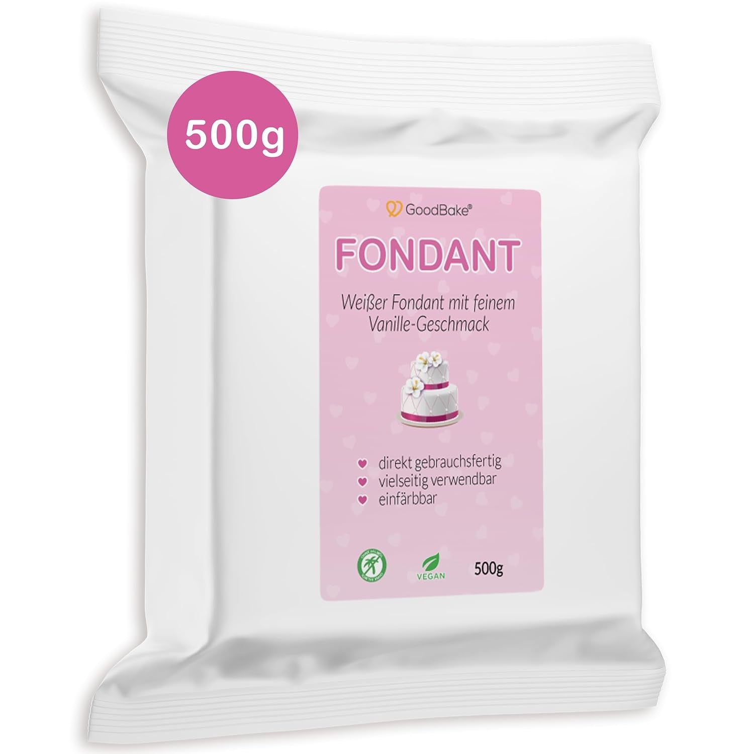 Fondant noir GoodBake 500g, fondant roulé pour enrober, façonner, décorer gâteaux, figurines, fleurs en sucre et plus encore, sans huile de palme, végétalien, sans gluten Naty Shop Pâte à sucre blanche