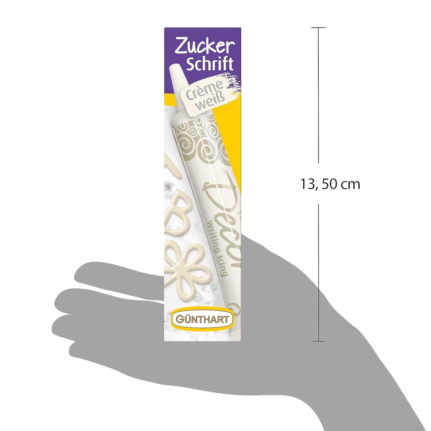 Günthart BackDecor 25 g Lettres en sucre BLANC pour chaque dessert en couleur sucre blanc pour de belles lettres et motifs, 1 paquet (25 g) Pâte à sucre Naty Shop