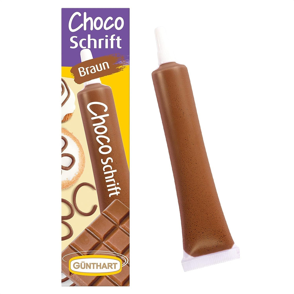 Günthart BackDecor 25 gr Lettres en sucre BLANC pour tout dessert de couleur blanche en sucre pour de belles lettres et dessins, 1 paquet (25 gr) Pâte à sucre Naty Shop Petites lettres en chocolat marron