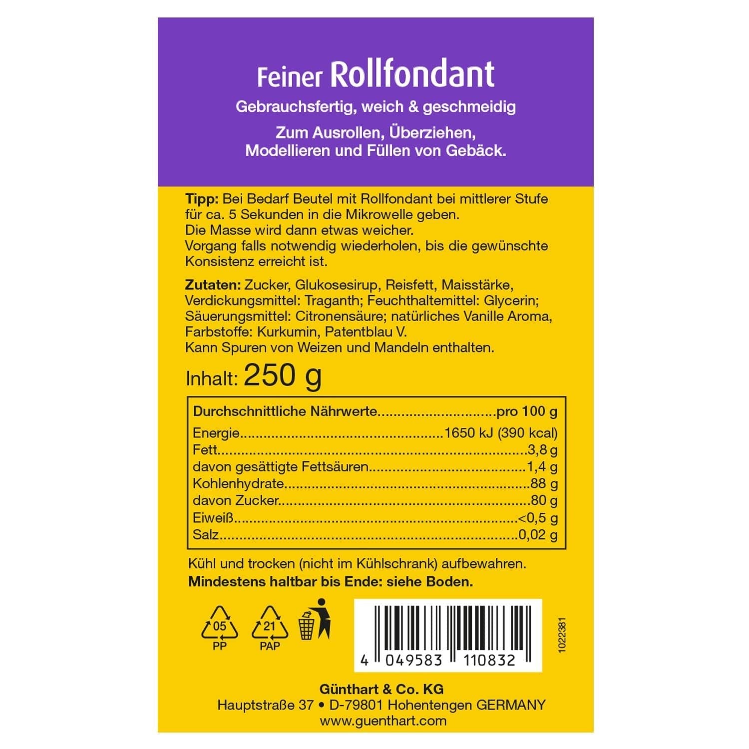 Günthart BackDecor 250 fondant verde, 100% vegan, fără ulei de palmier, rezistent la rupere pentru a acoperi prăjituri și produse de patiserie, potrivit pentru modelare, pachet de 2 (1 x 250 g) Pasta de zahar Naty Shop