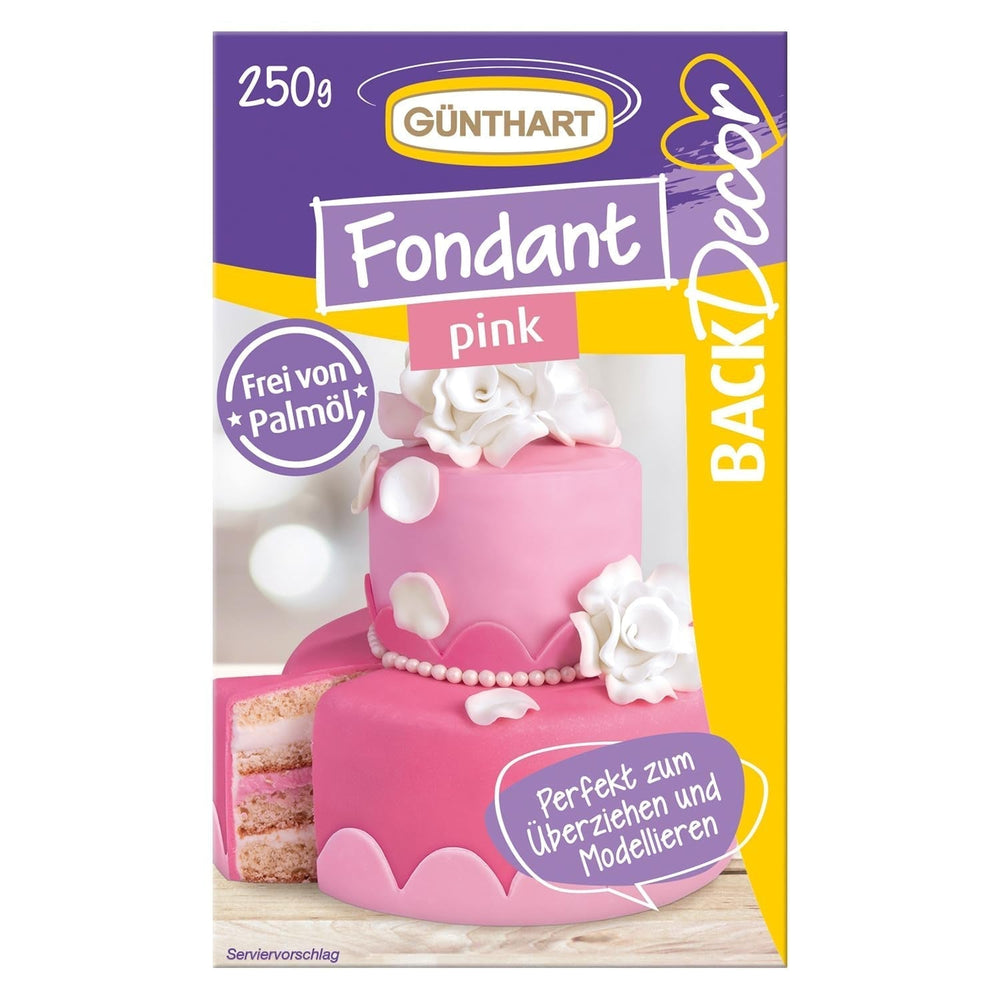 Günthart BackDecor 250 Fondant Vert 100% Vegan Sans Huile de Palme Résistant aux Déchirures Pour Recouvrir les Gâteaux et Pâtisseries Adapté au Modelage 1 Paquet (1 x 250g) Naty Shop Pâte à Sucre 250G (1 Paquet) Rose