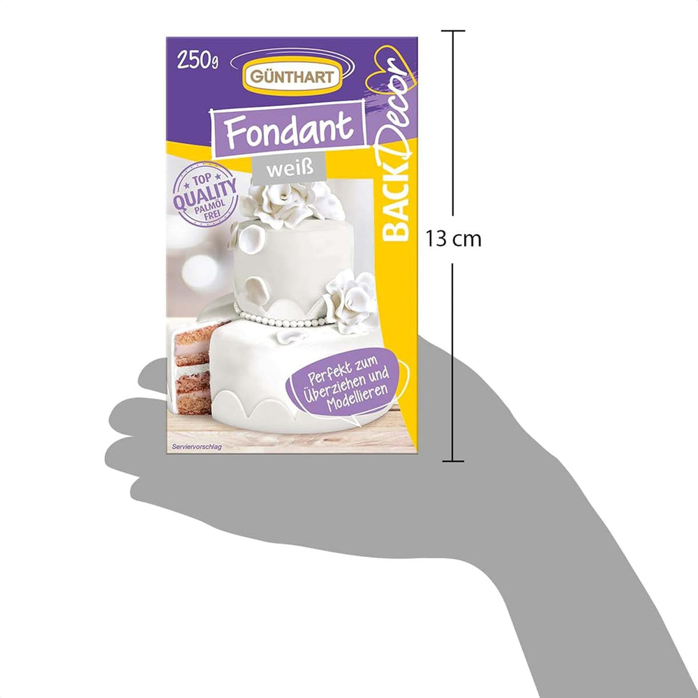 Günthart BackDecor Fondant Blanc 250 g, 100 % végétalien, sans huile de palme, indéchirable pour recouvrir les gâteaux et pâtisseries, adapté au modelage, lot de 2 (1 x 250 g) Naty Shop Pâte à Sucre