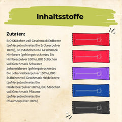 Sachets HELPA BIO à la poudre de fruits - arômes fruités - fruits - fraises - framboises - myrtilles - prunes - cassis - 100% fruits lyophilisés - alimentation bébé Produits déshydratés Naty Shop