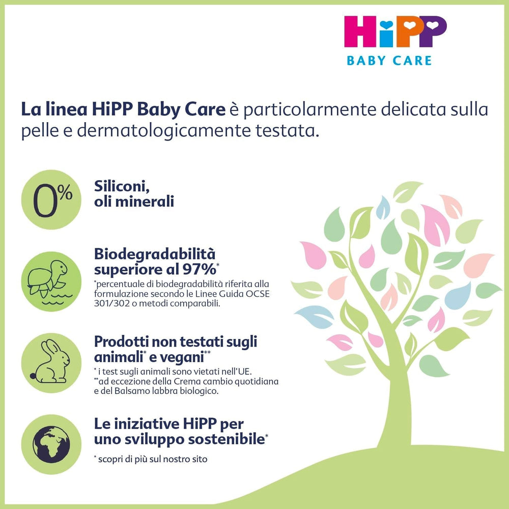 HiPP Baby Care Shampoing avec après-shampooing pour enfants, démêle les cheveux et protège le cuir chevelu, pour peaux sensibles, à l'extrait naturel d'amande bio, 1 x 200 ml Enfants - Bains et Soin Naty Shop