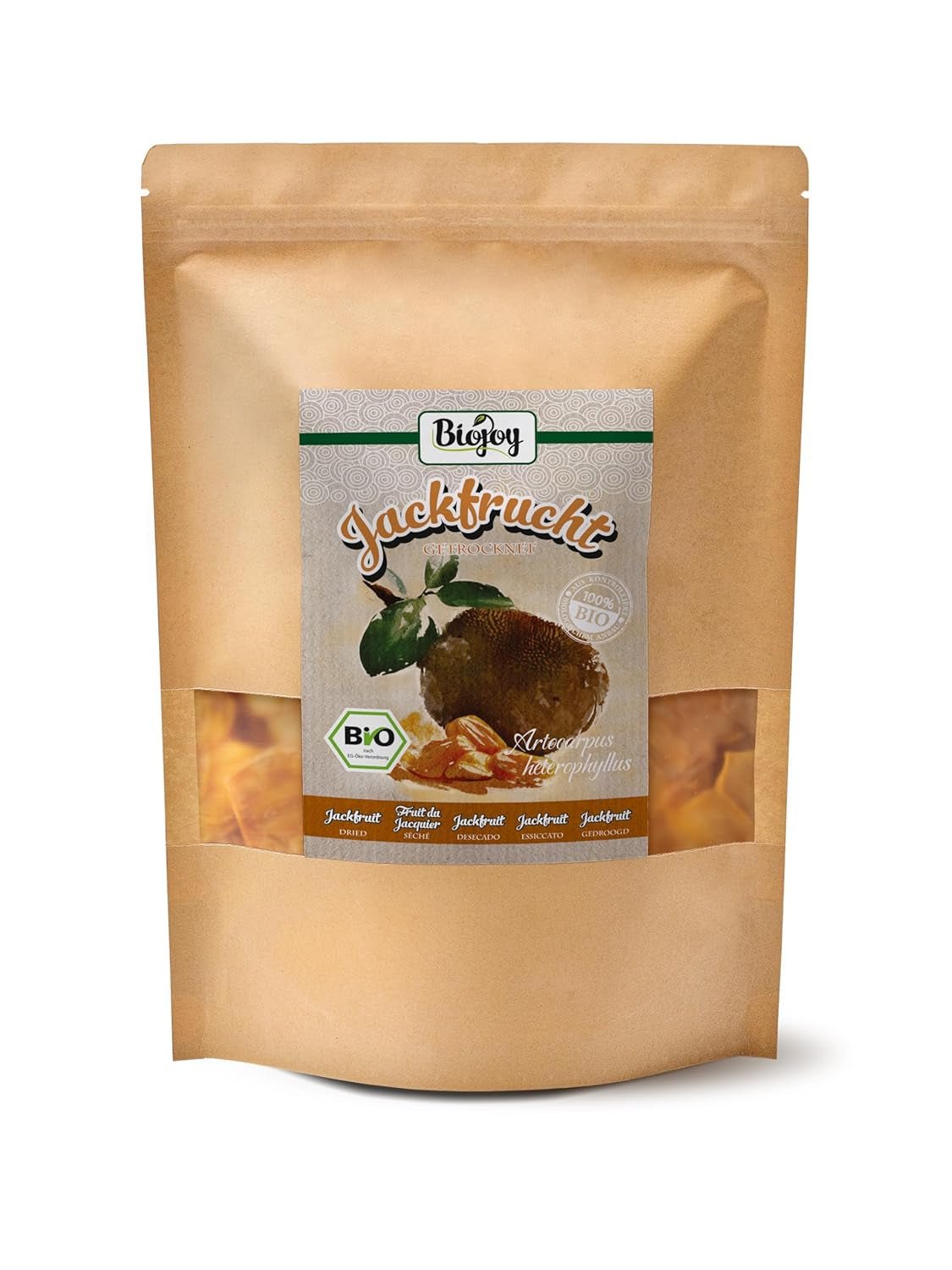 Biojoy Jacquier Bio (1 kg), morceaux de Jacquier séchés et non soufrés Naty Shop produits déshydratés 500 G