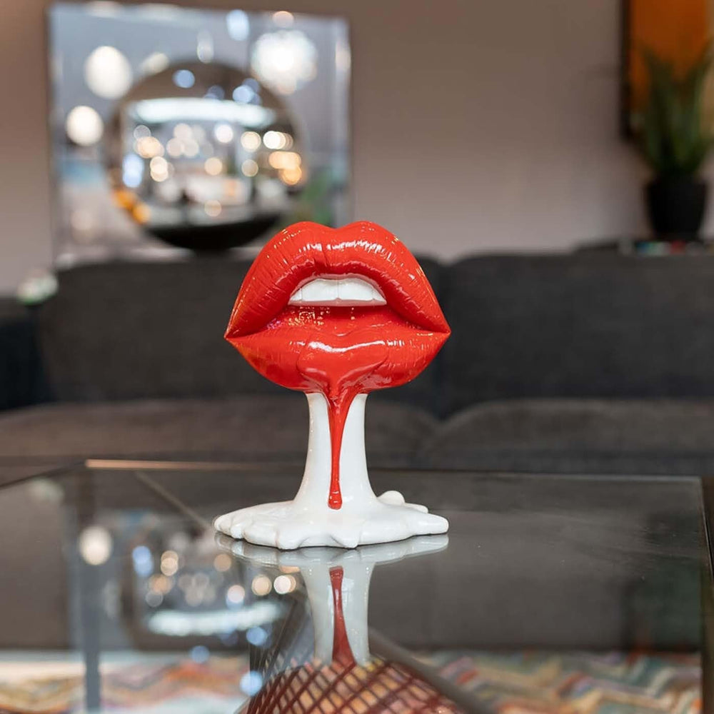 Kare Design obiect decorativ Hot Lip, alb/roșu, accesoriu pentru casă, buze, gură, 26x21x14 cm (h/w/d) Statuete si sculpturi Naty Shop