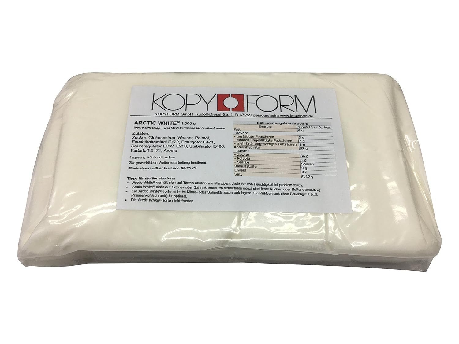 Rouleau fondant KOPYFORM Arctic White® 6 kg, pâte à sucre blanche Naty Shop Default Title